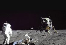 Muy por encima de la Tierra, el módulo lunar Apolo de la NASA puso a los astronautas en la Luna