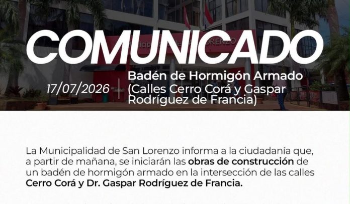 Inician obras de badén de hormigón armado en la intersección de las calles Cerro Corá y Dr. Gaspar Rodríguez de Francia